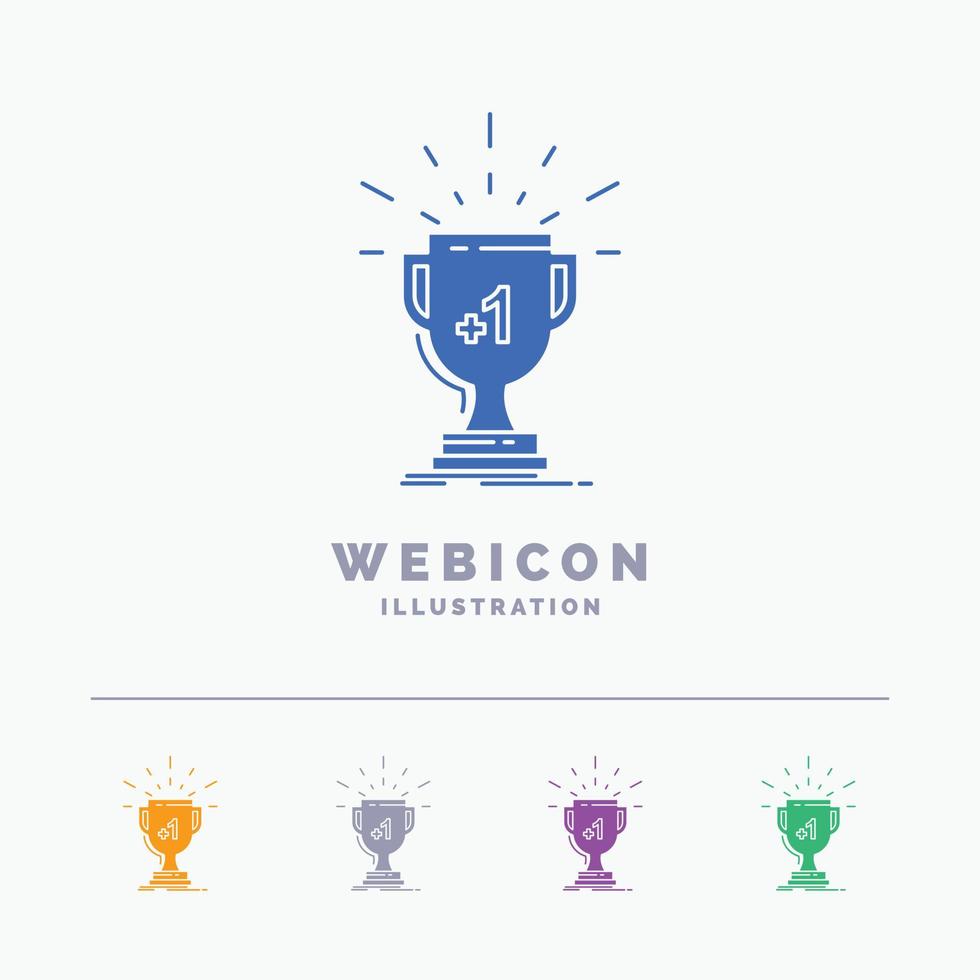 award. trophy. win. prize. first 5 Color Glyph Web Icon Template isolated on white. Vector illustration