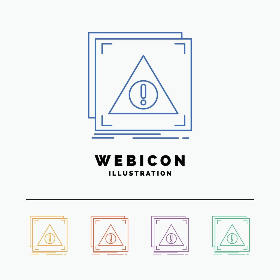 Error. Application. Denied. server. alert 5 Color Line Web Icon Template isolated on white. Vector illustration
