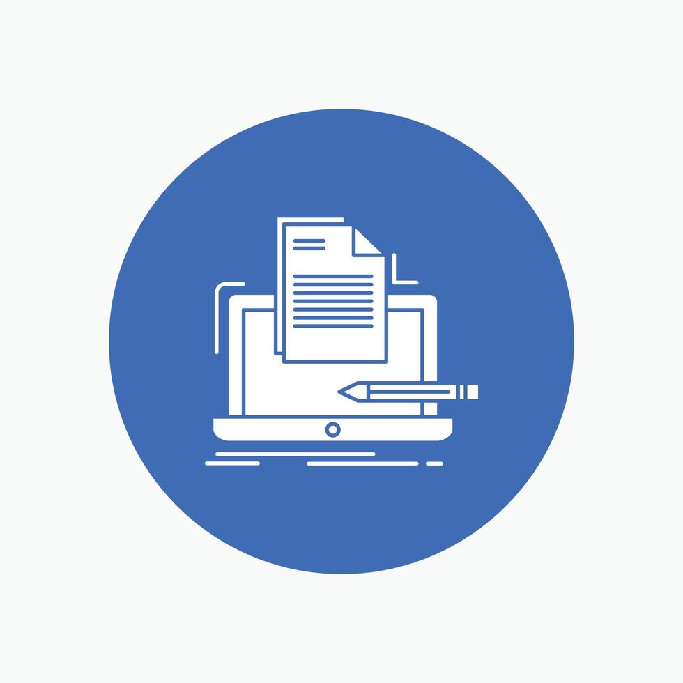 Coder. coding. computer. list. paper White Glyph Icon in Circle. Vector Button illustration