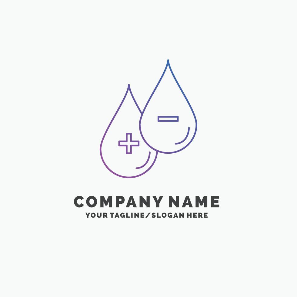 blood. drop. liquid. Plus. Minus Purple Business Logo Template. Place for Tagline vector