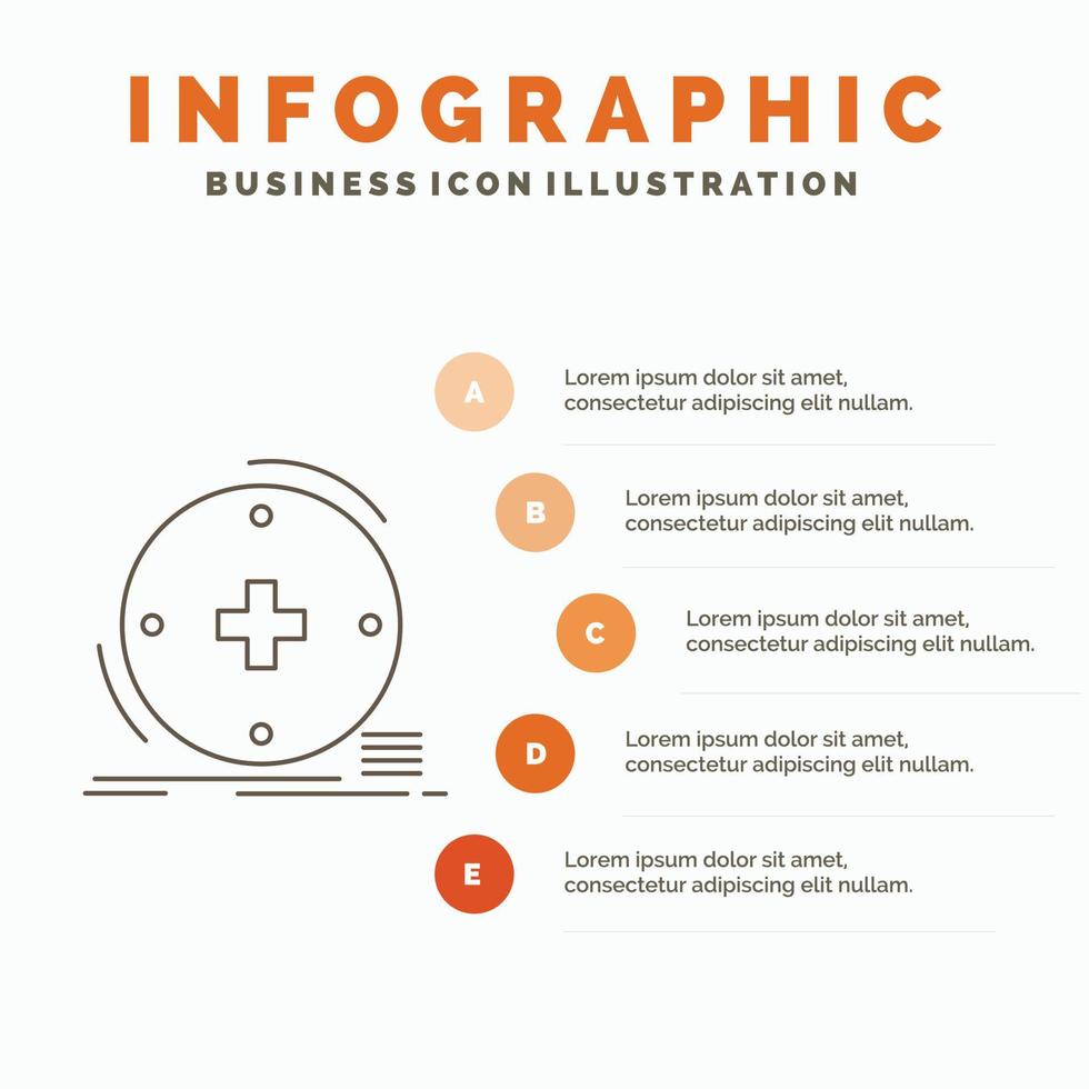 clínico. digital. salud. cuidado de la salud. plantilla de infografías de telemedicina para sitio web y presentación. icono de línea gris con ilustración de vector de estilo infográfico naranja