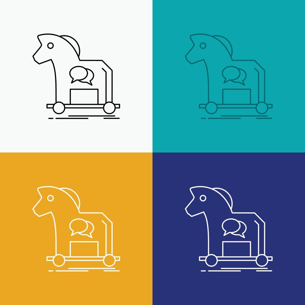 ciberdelincuencia caballo. Internet. troyano icono de virus sobre varios antecedentes. diseño de estilo de línea. diseñado para web y aplicación. eps 10 ilustración vectorial vector