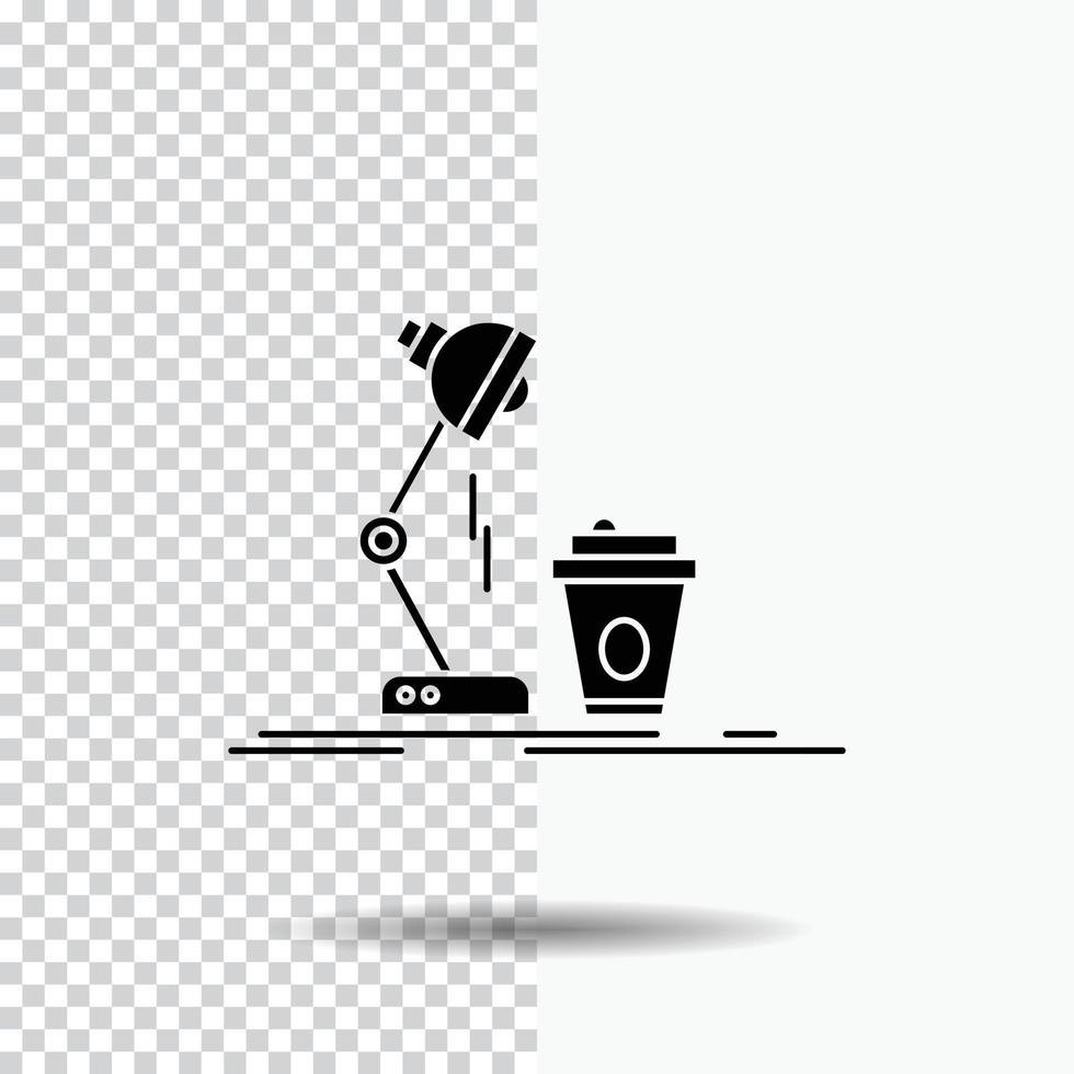 estudio. diseño. café. lámpara. icono de glifo de destello sobre fondo transparente. icono negro vector