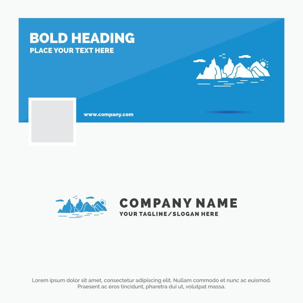 Blue Business Logo Template for Mountain. hill. landscape. nature. cliff. Facebook Timeline Banner Design. vector web banner background illustration