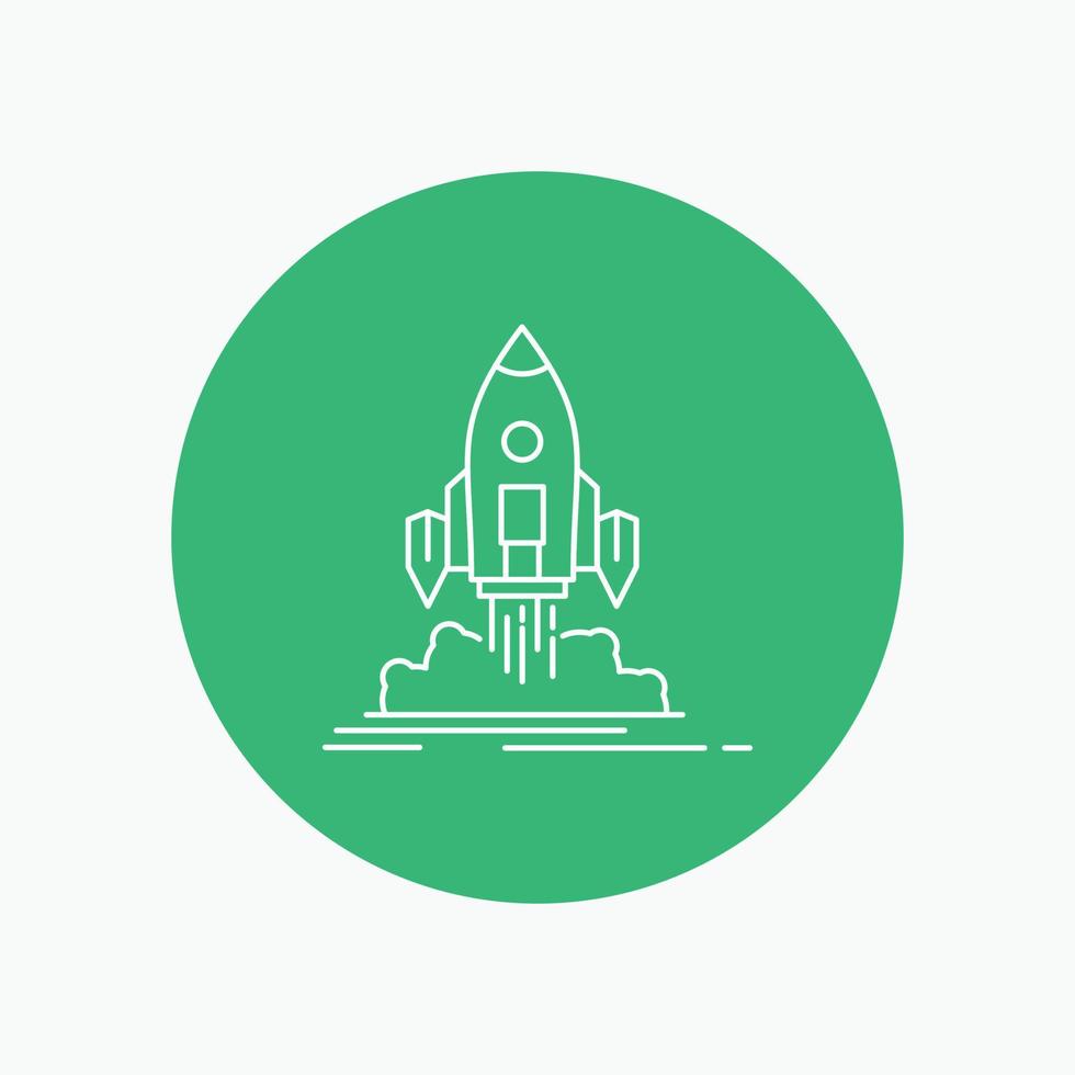 Launch. mission. shuttle. startup. publish White Line Icon in Circle background. vector icon illustration