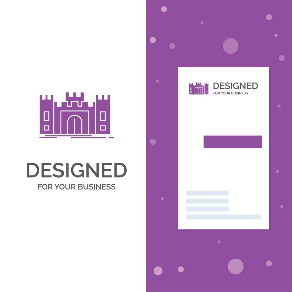 Business Logo for Castle. defense. fort. fortress. landmark. Vertical Purple Business .Visiting Card template. Creative background vector illustration