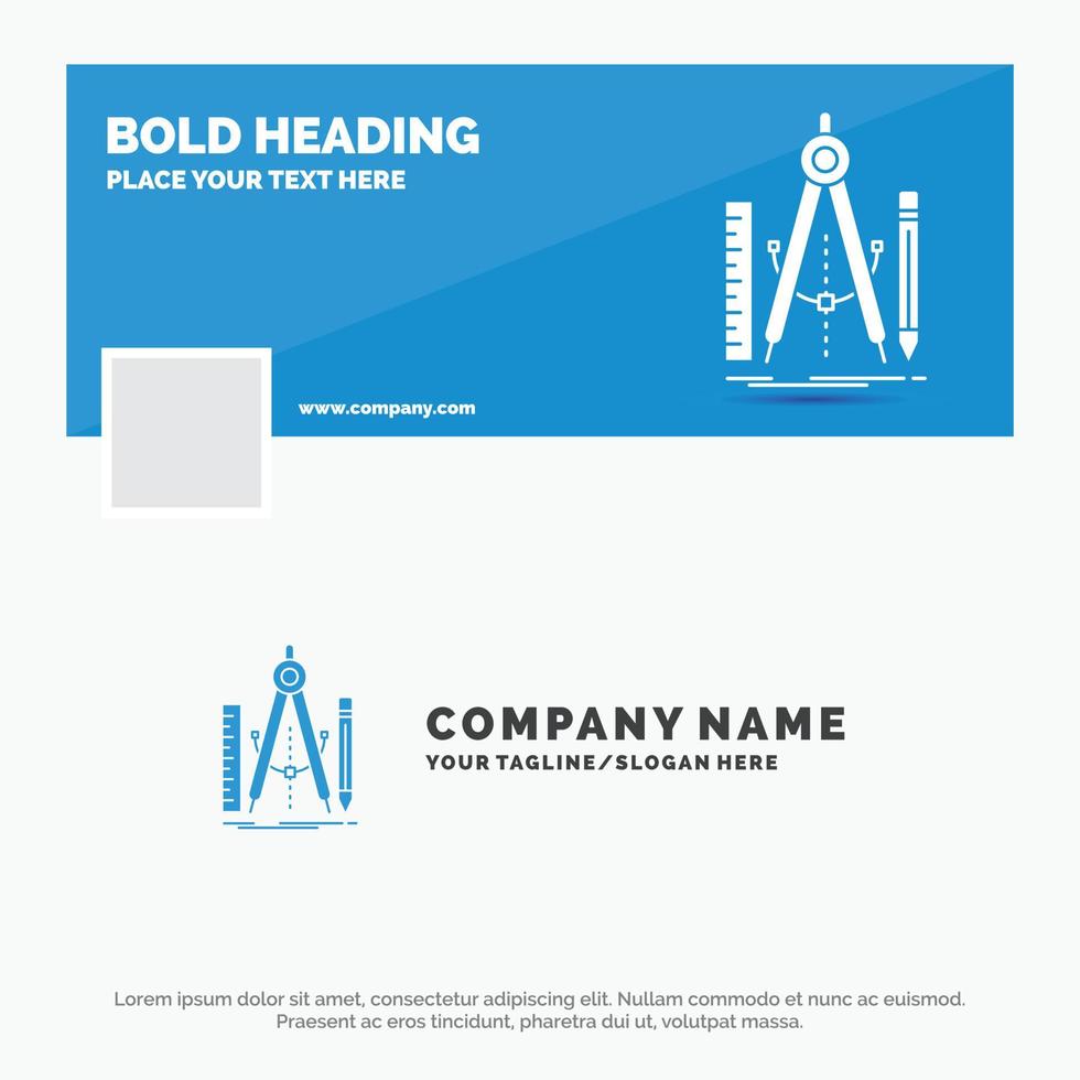 Blue Business Logo Template for Build. design. geometry. math. tool. Facebook Timeline Banner Design. vector web banner background illustration