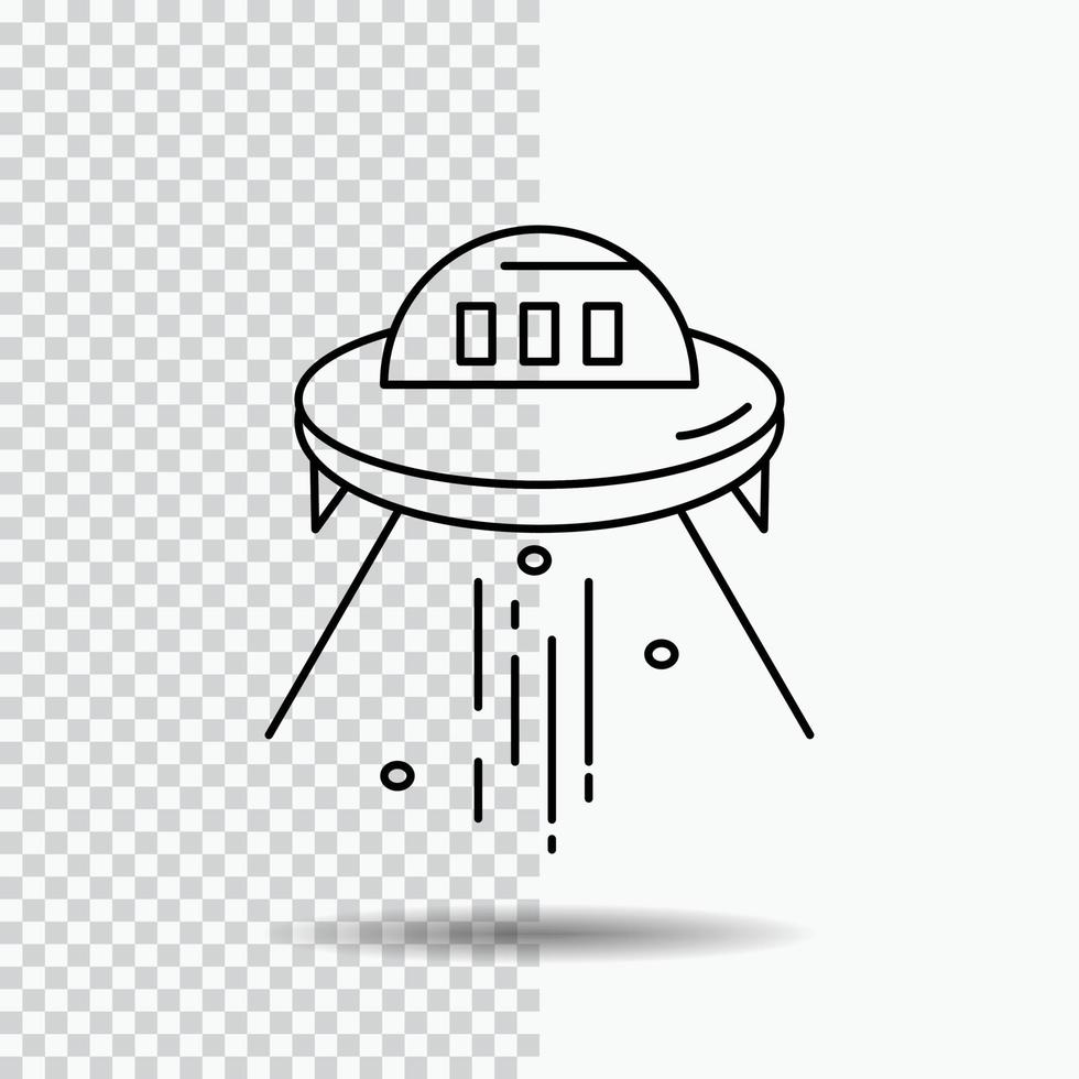 space ship. space. ship. rocket. alien Line Icon on Transparent Background. Black Icon Vector Illustration