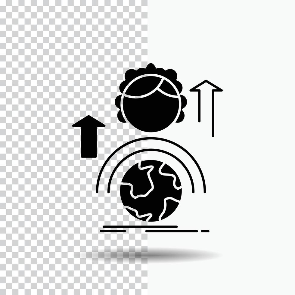 habilidades. desarrollo. femenino. global. icono de glifo en línea sobre fondo transparente. icono negro vector
