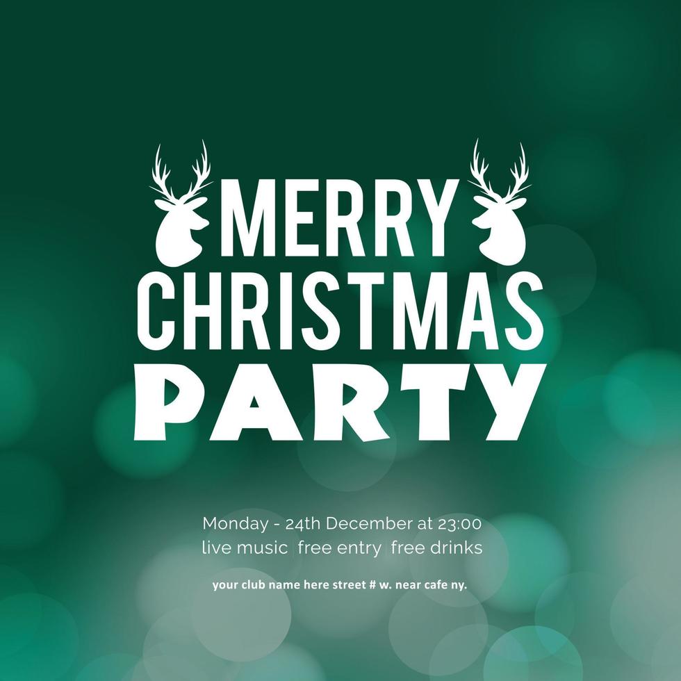 Merry Christmas Party Glowing Green Background vector