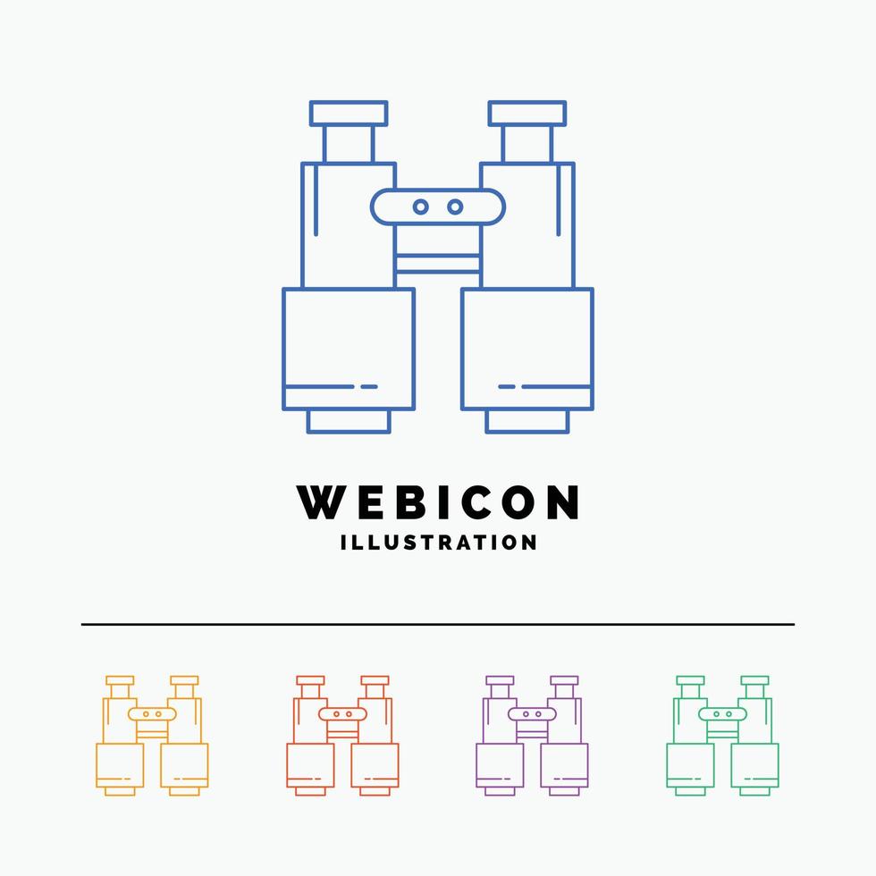 binoculars. find. search. explore. camping 5 Color Line Web Icon Template isolated on white. Vector illustration