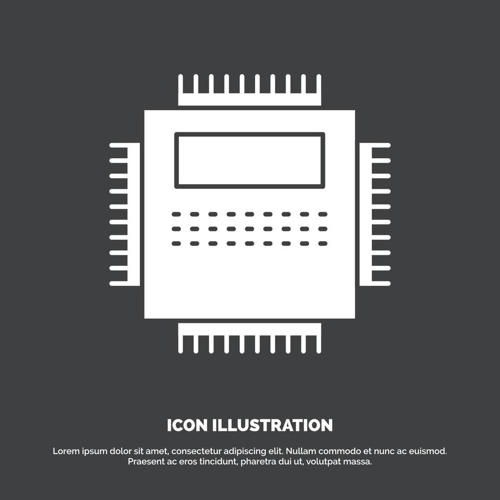 Processor. Hardware. Computer. PC. Technology Icon. glyph vector symbol for UI and UX. website or mobile application