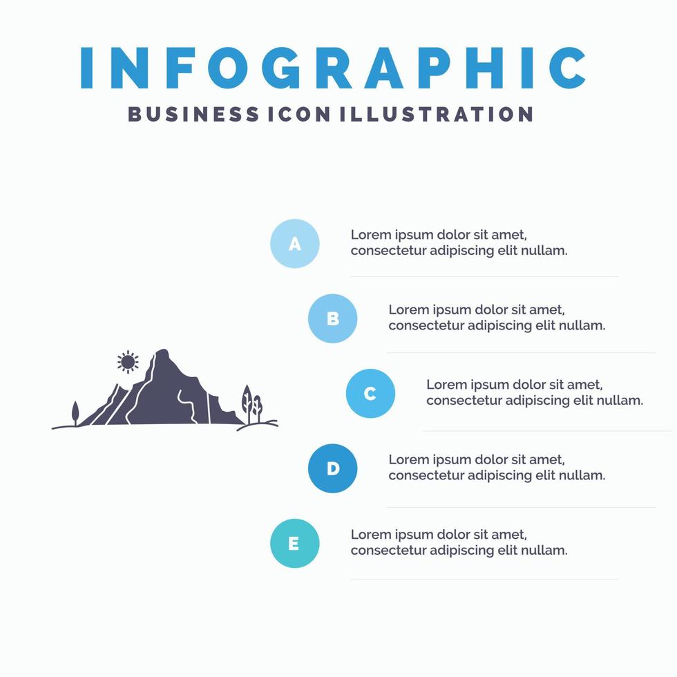mountain. landscape. hill. nature. tree Infographics Template for Website and Presentation. GLyph Gray icon with Blue infographic style vector illustration.