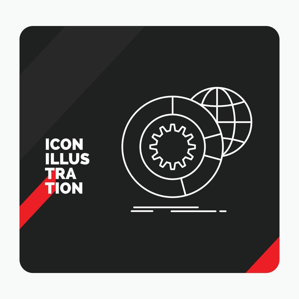 Red and Black Creative presentation Background for data. big data. analysis. globe. services Line Icon vector