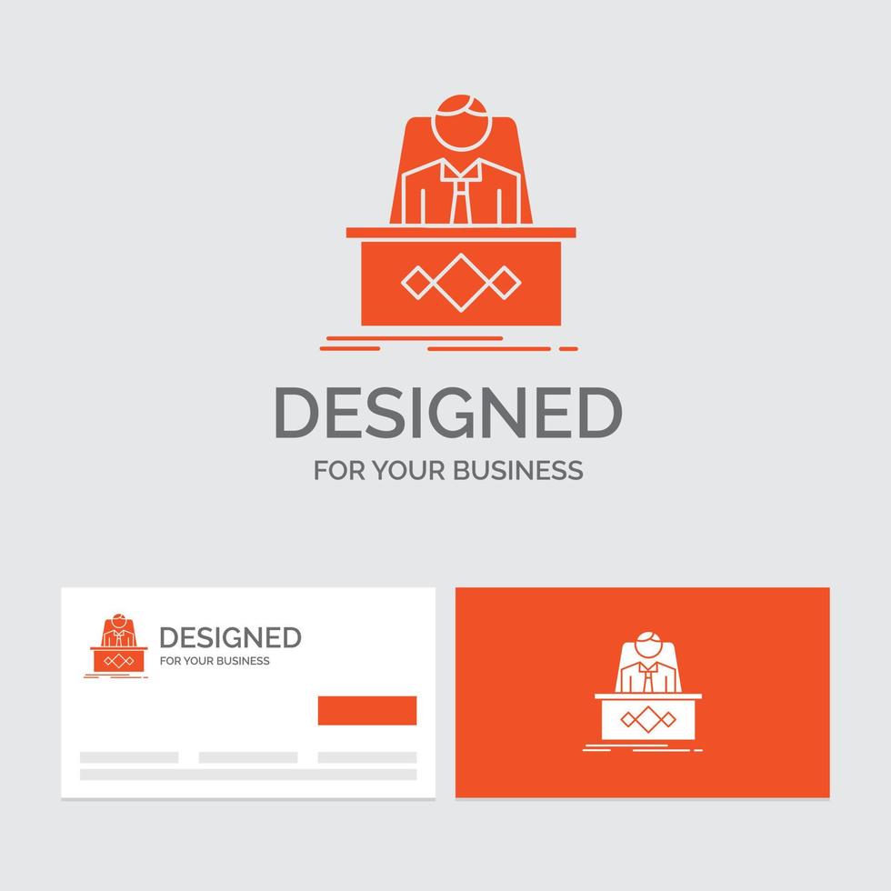 Business logo template for game. Boss. legend. master. CEO. Orange Visiting Cards with Brand logo template. vector