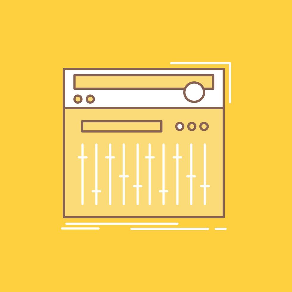 Control. controller. midi. studio. sound Flat Line Filled Icon. Beautiful Logo button over yellow background for UI and UX. website or mobile application vector