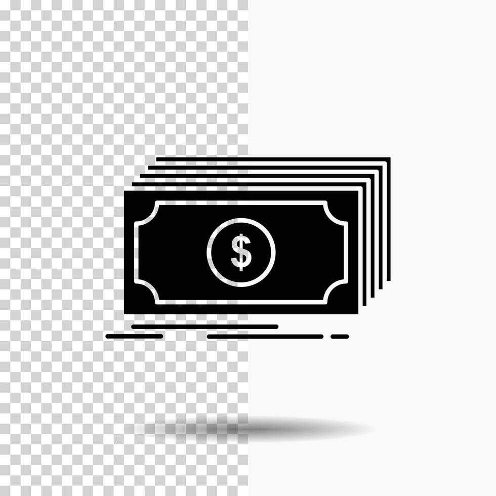 Cash. dollar. finance. funds. money Glyph Icon on Transparent Background. Black Icon vector