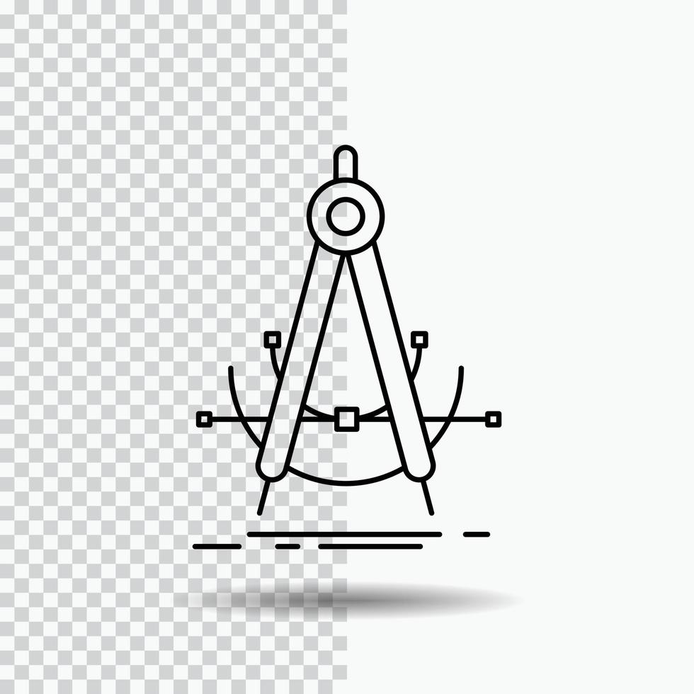 Precision. accure. geometry. compass. measurement Line Icon on Transparent Background. Black Icon Vector Illustration