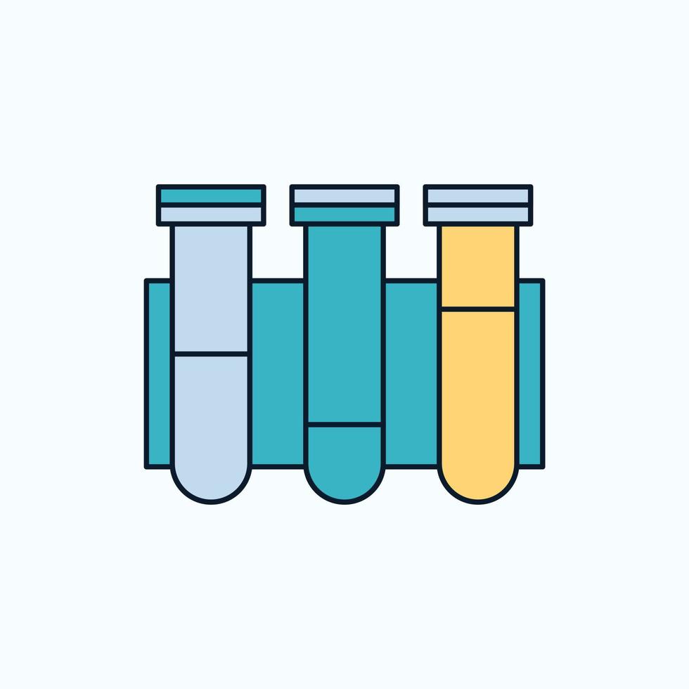 Test. Tube. Science. laboratory. blood Flat Icon. green and Yellow sign and symbols for website and Mobile appliation. vector illustration