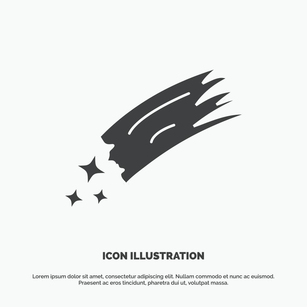 Asteroid. astronomy. meteor. space. comet Icon. glyph vector gray symbol for UI and UX. website or mobile application