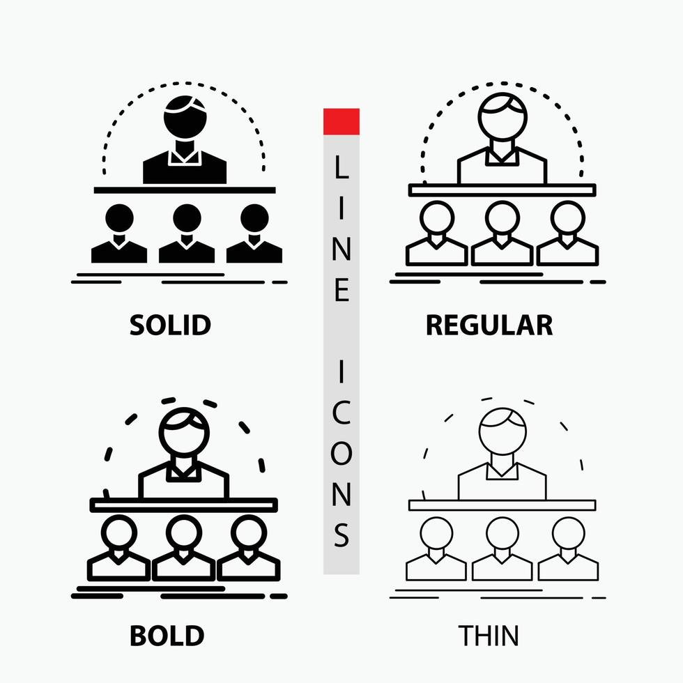 Business. coach. course. instructor. mentor Icon in Thin. Regular. Bold Line and Glyph Style. Vector illustration