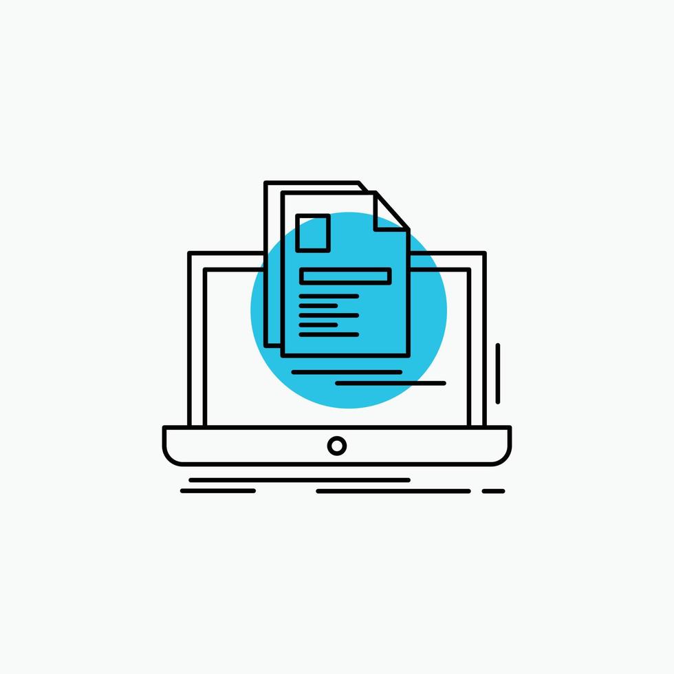 account. Laptop. Report. Print. Resume Line Icon vector