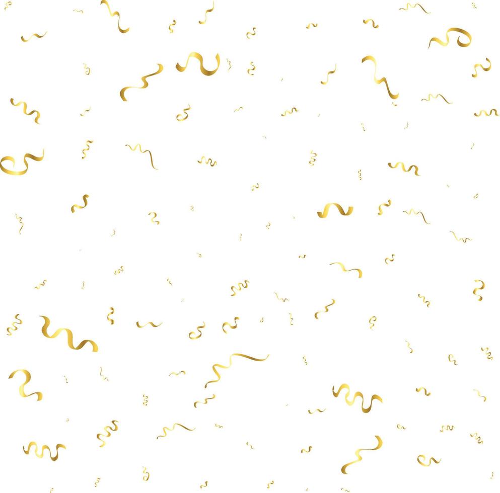 Golden Confetti And Streamer Ribbon Falling On Transparent Background. Vector