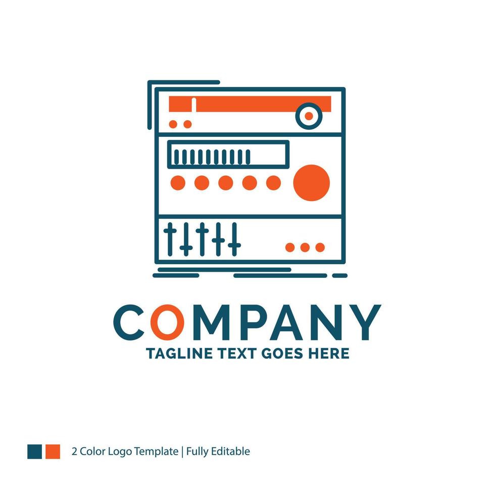 rack. component. module. sound. studio Logo Design. Blue and Orange Brand Name Design. Place for Tagline. Business Logo template. vector
