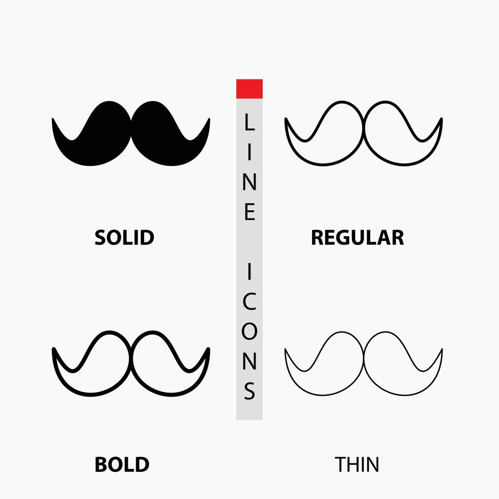 bigote. inconformista. movimiento masculino. icono de hombres en fino. regular. línea en negrita y estilo de glifo. ilustración vectorial vector