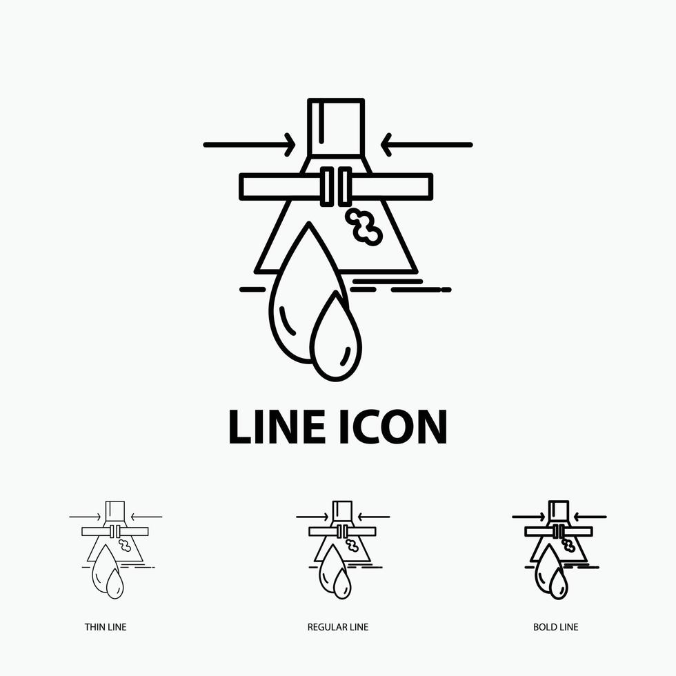 Chemical. Leak. Detection. Factory. pollution Icon in Thin. Regular and Bold Line Style. Vector illustration