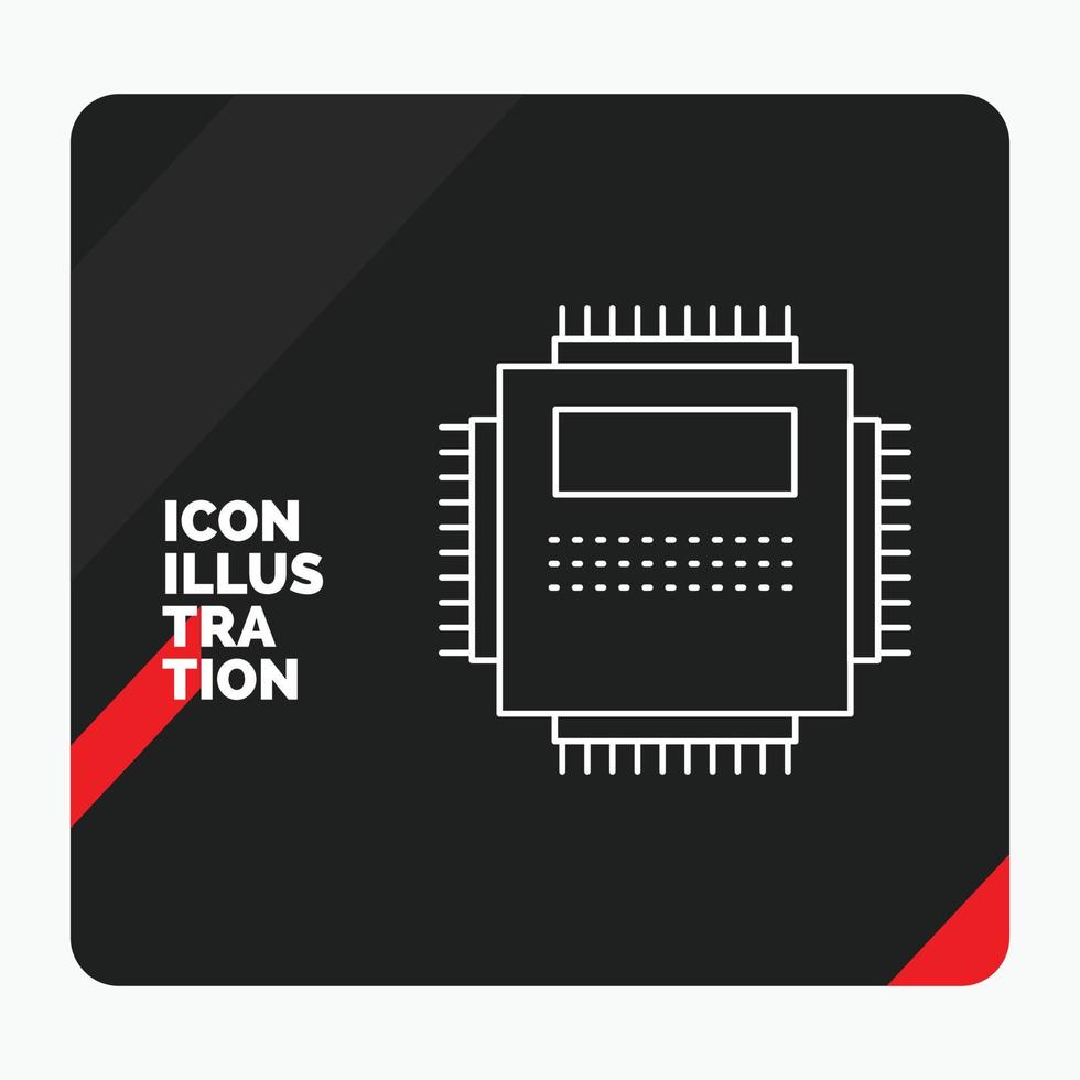 Red and Black Creative presentation Background for Processor. Hardware. Computer. PC. Technology Line Icon vector