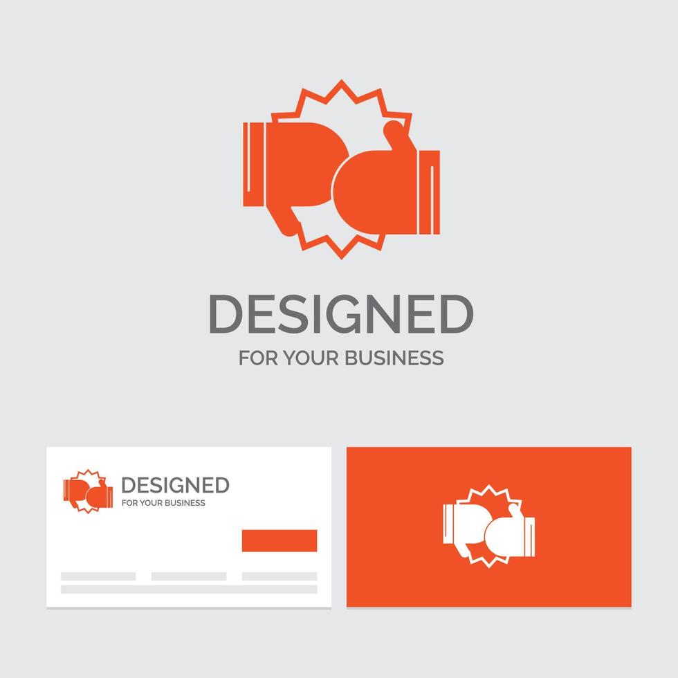 Business logo template for Box. boxing. competition. fight. gloves. Orange Visiting Cards with Brand logo template. vector