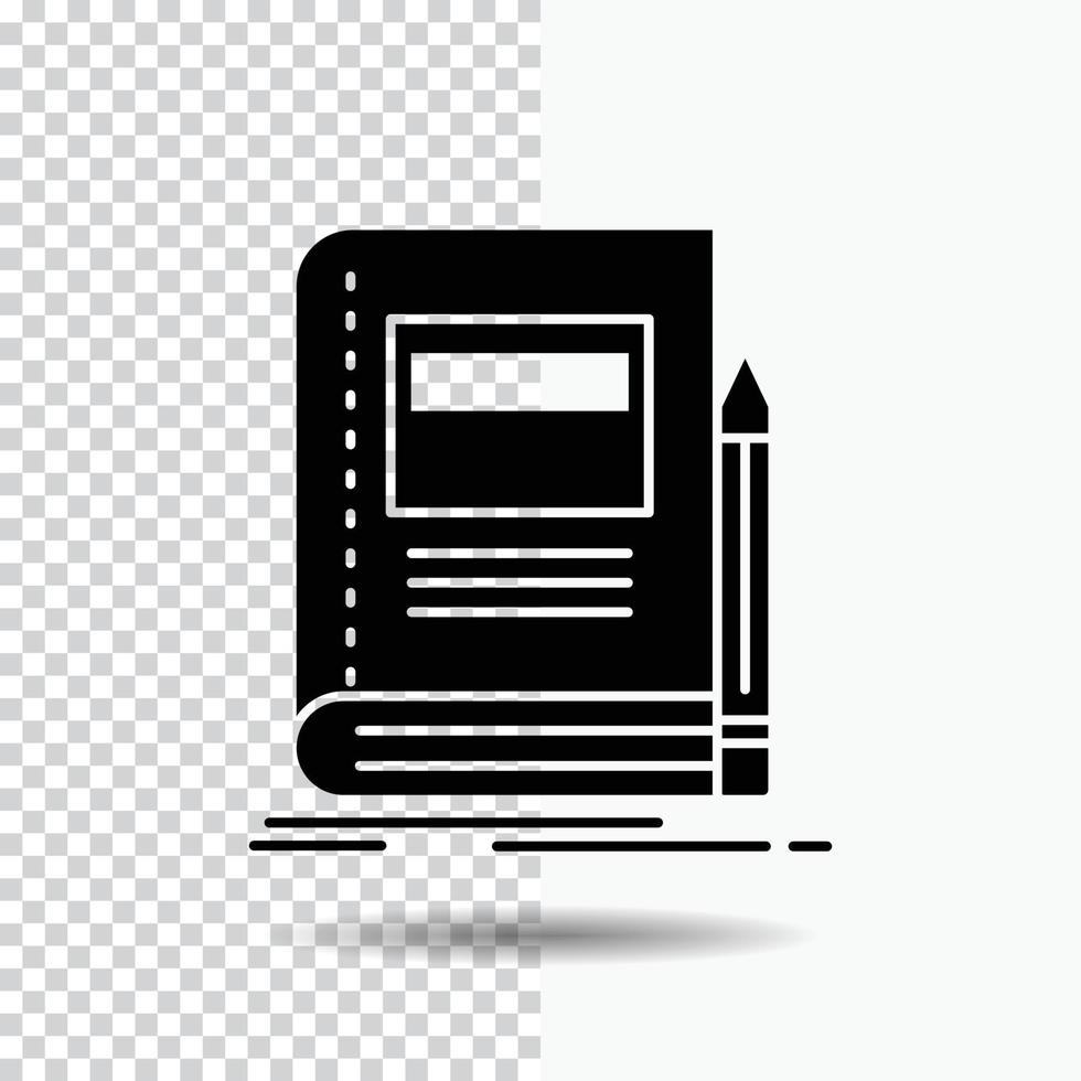 Book. business. education. notebook. school Glyph Icon on Transparent Background. Black Icon vector