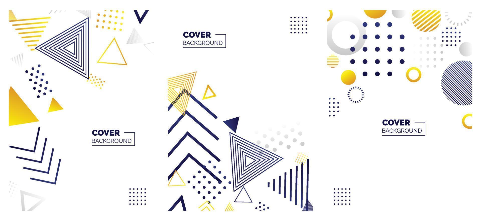 Covers templates set with bauhaus. memphis and hipster style graphic geometric elements. Applicable for placards. brochures. posters. covers and banners. Vector illustrations