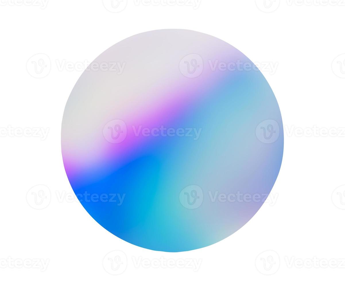 Blank round adhesive holographic foil sticker label isolated on white background photo