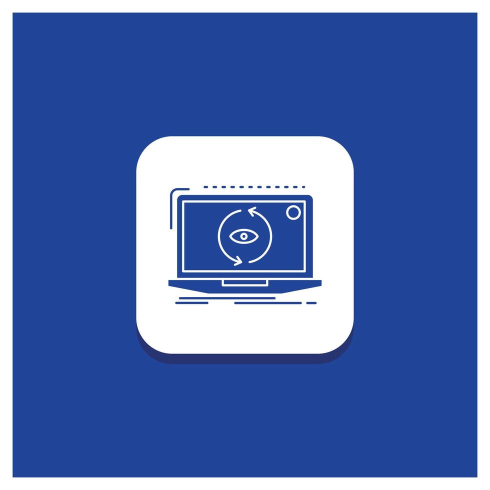 Blue Round Button for App. application. new. software. update Glyph icon vector