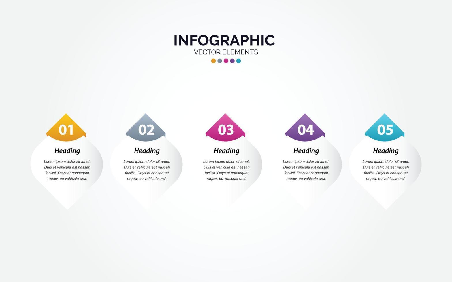 Banners útiles de 5 pasos para infografía horizontal vector