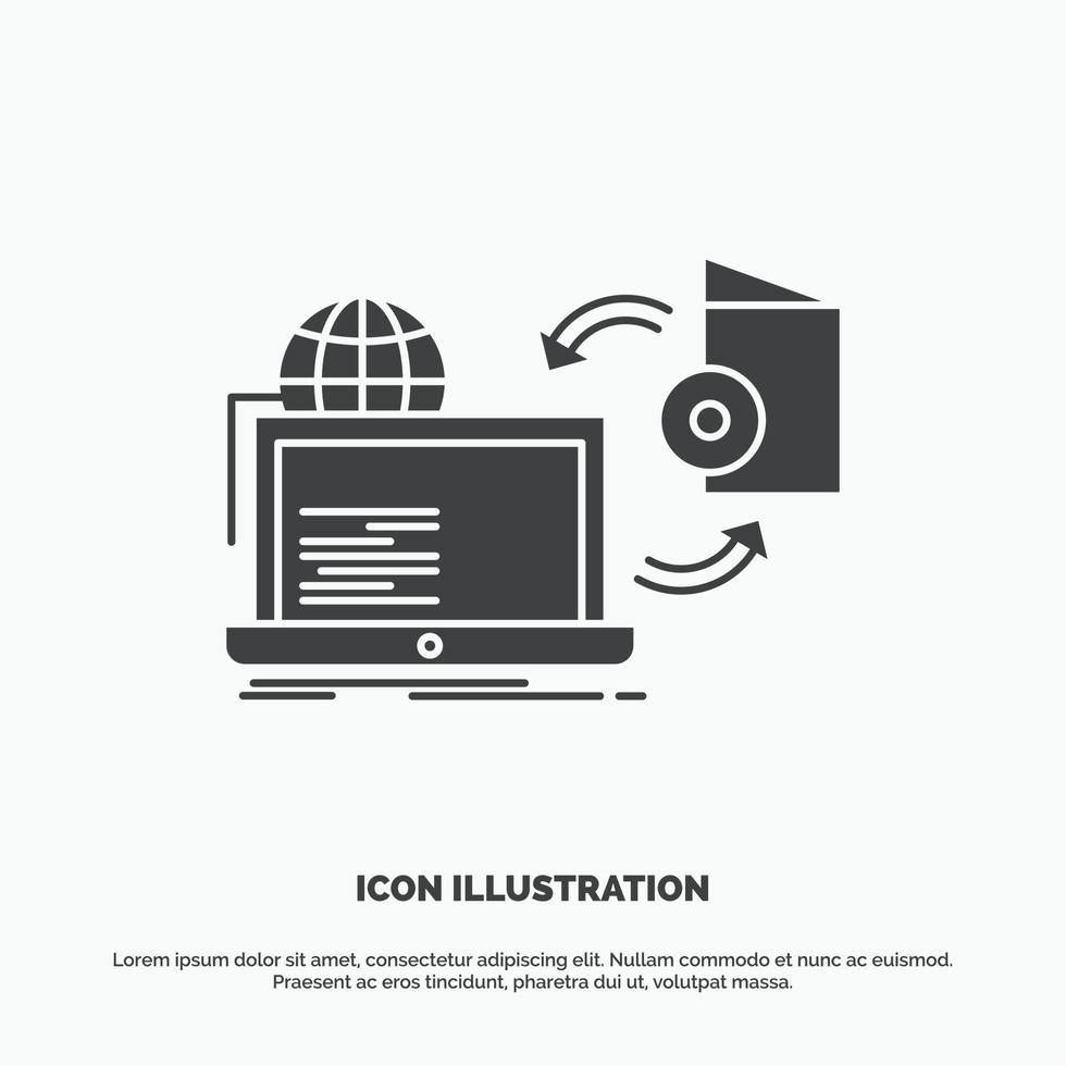 Disc. online. game. publish. publishing Icon. glyph vector gray symbol for UI and UX. website or mobile application