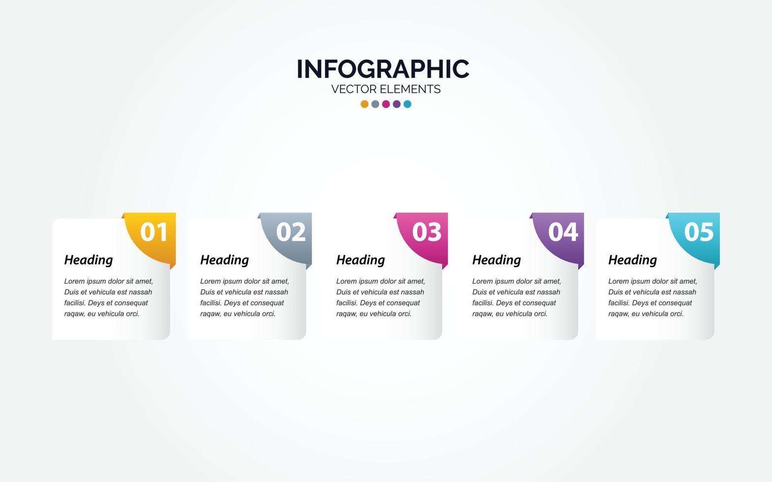 plantilla de gráfico de línea de tiempo de negocios infografía horizontal 5 pasos ilustración vectorial vector