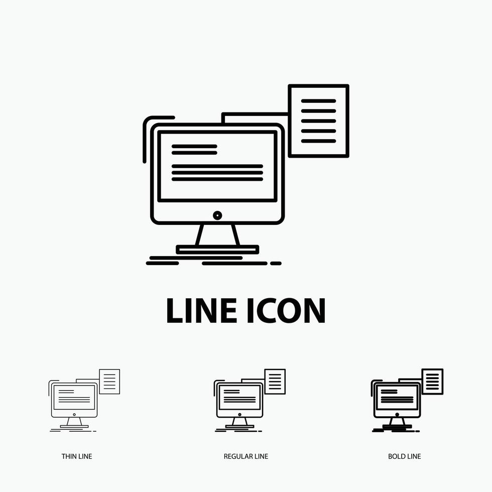 resume. storage. print. cv. document Icon in Thin. Regular and Bold Line Style. Vector illustration