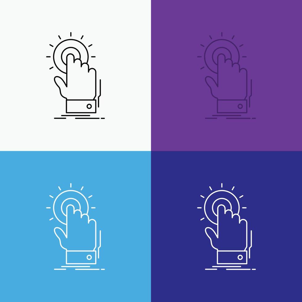 touch. click. hand. on. start Icon Over Various Background. Line style design. designed for web and app. Eps 10 vector illustration