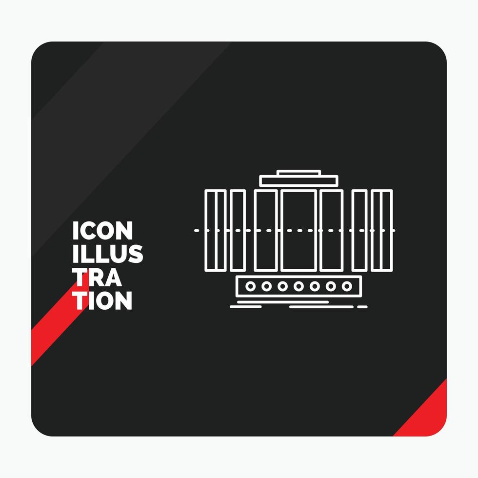 Red and Black Creative presentation Background for Turbine. Vertical. axis. wind. technology Line Icon vector