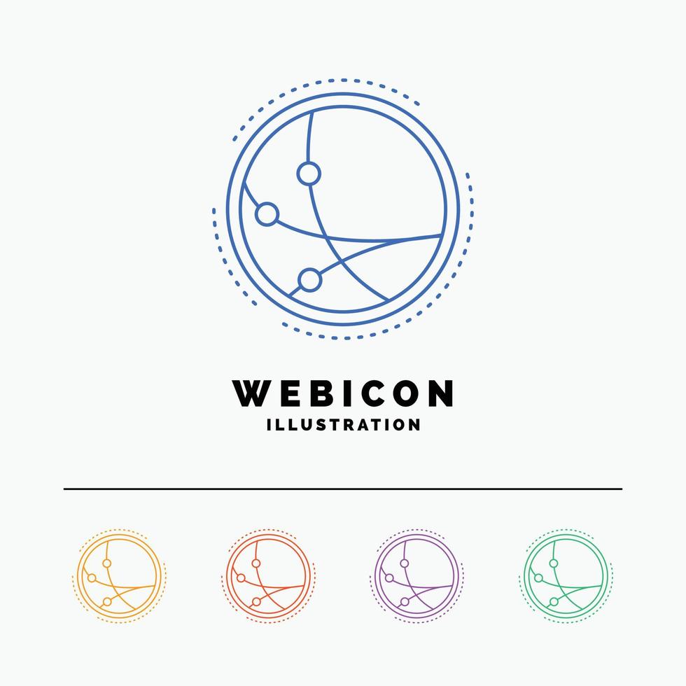 worldwide. communication. connection. internet. network 5 Color Line Web Icon Template isolated on white. Vector illustration