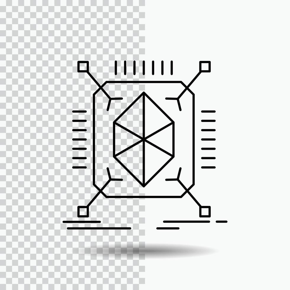 objeto. creación de prototipos rápido. estructura. Icono de línea 3d sobre fondo transparente. ilustración de vector de icono negro
