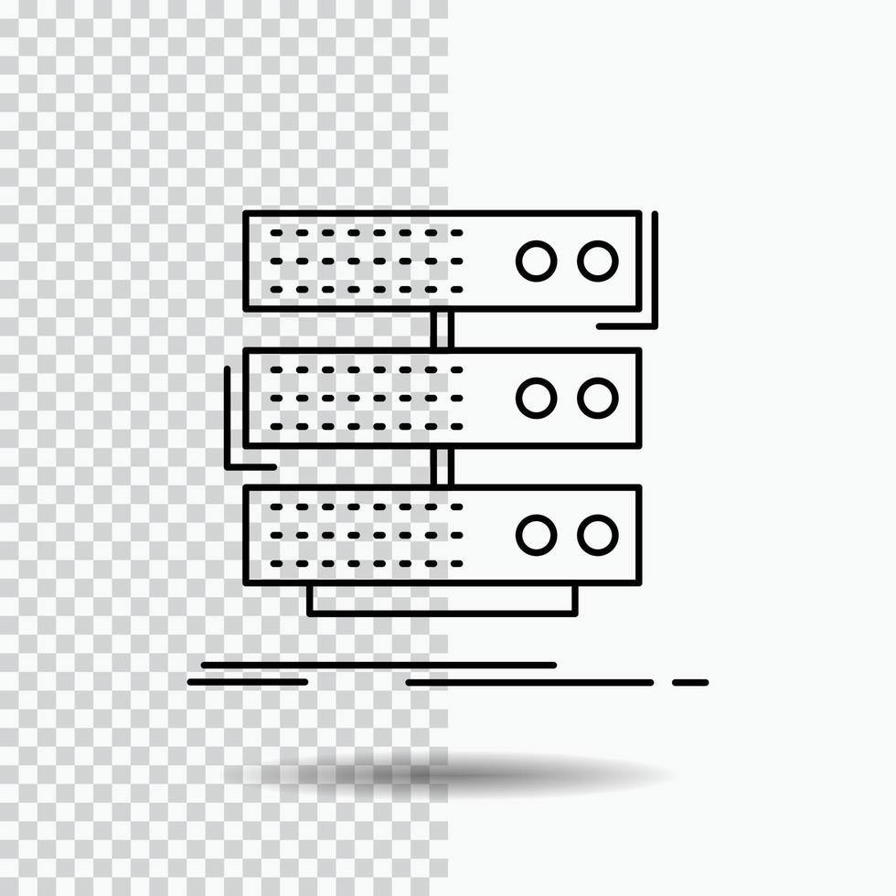 server. storage. rack. database. data Line Icon on Transparent Background. Black Icon Vector Illustration