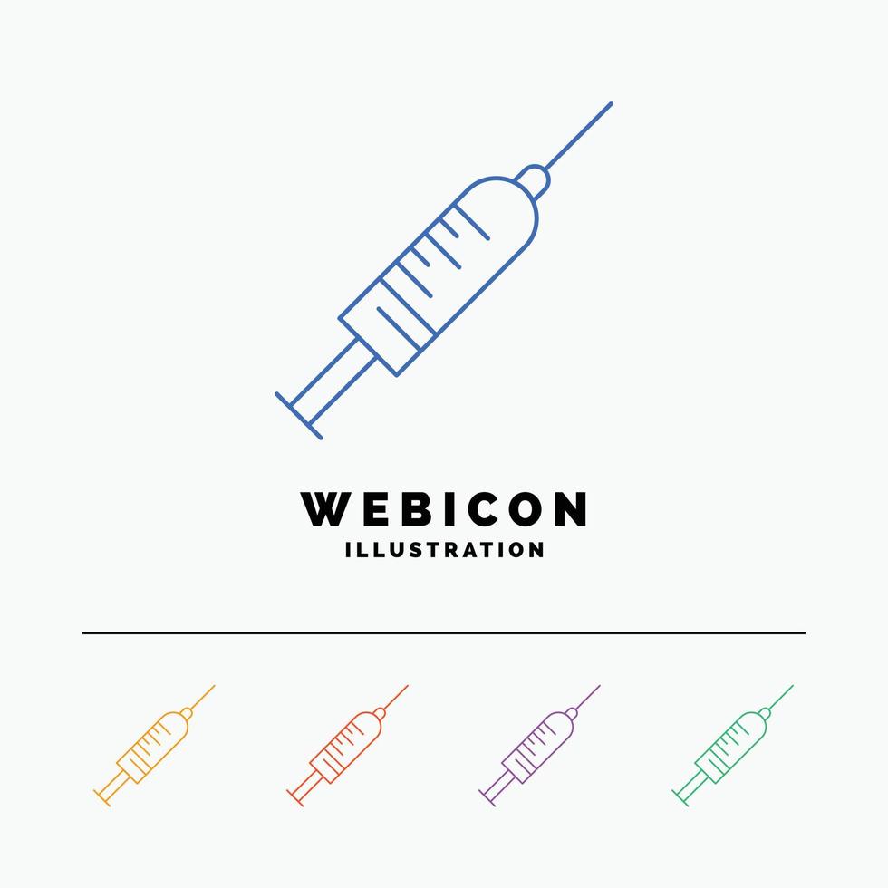 syringe. injection. vaccine. needle. shot 5 Color Line Web Icon Template isolated on white. Vector illustration