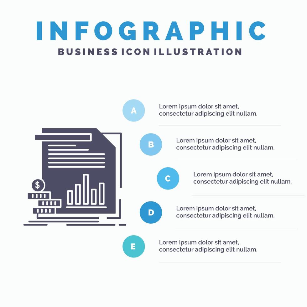 economía. Finanzas. dinero. información. informa la plantilla de infografía para el sitio web y la presentación. icono de glifo gris con ilustración de vector de estilo infográfico azul.