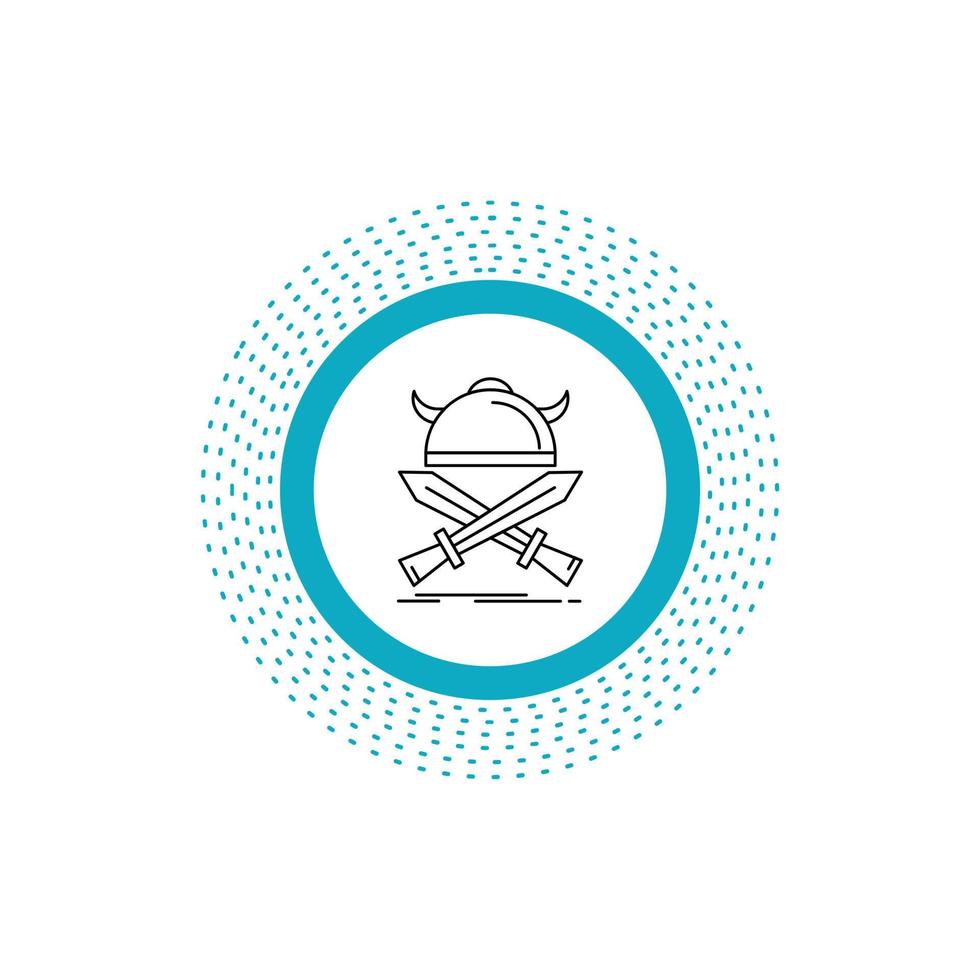 battle. emblem. viking. warrior. swords Line Icon. Vector isolated illustration