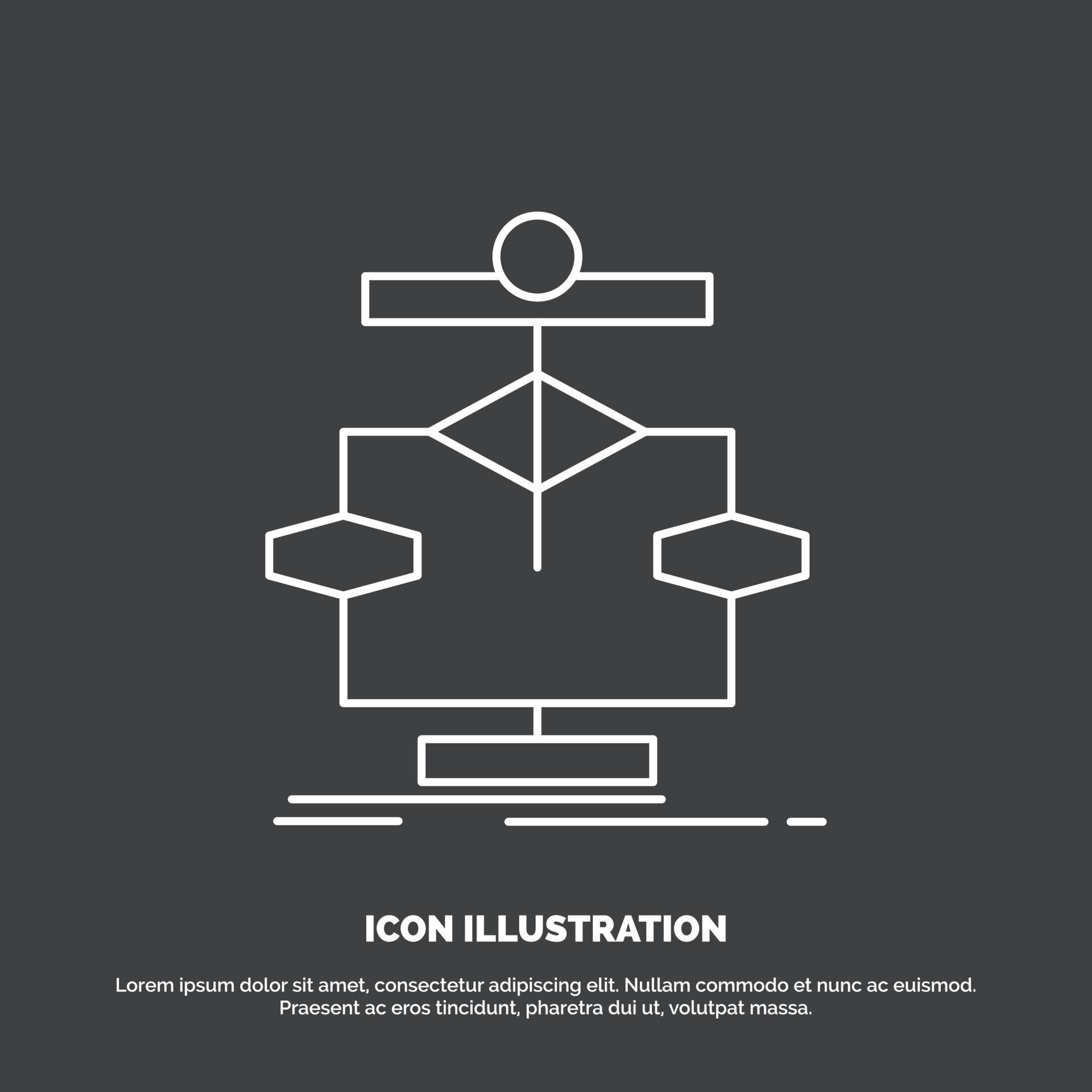 Algorithm. chart. data. diagram. flow Icon. Line vector symbol for UI ...
