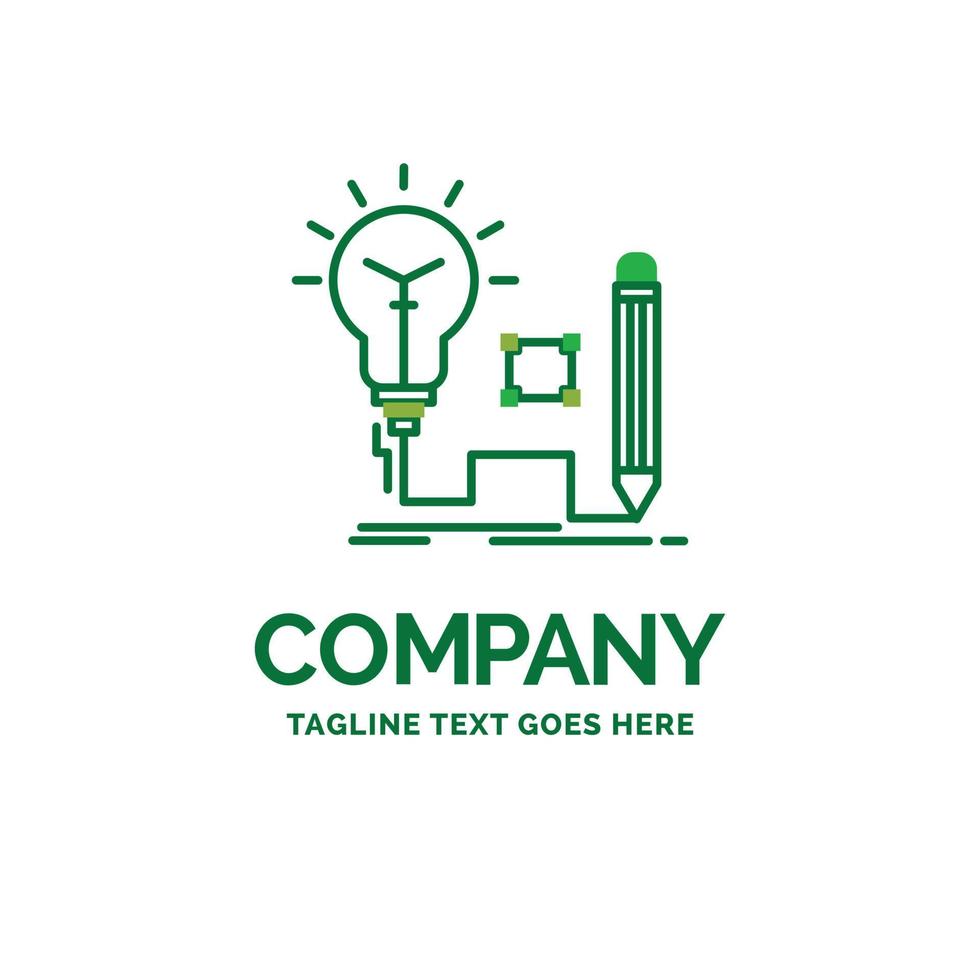 Idea. insight. key. lamp. lightbulb Flat Business Logo template. Creative Green Brand Name Design. vector